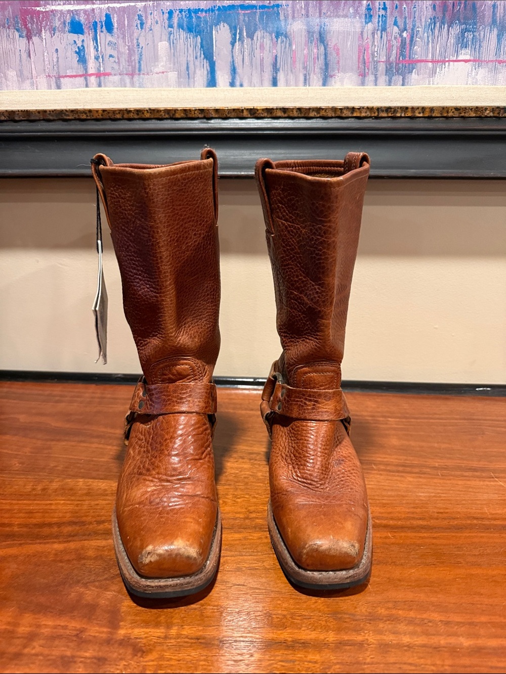 Frye Brown Leather Mid-Calf Harness Boots - Picture 2 of 10